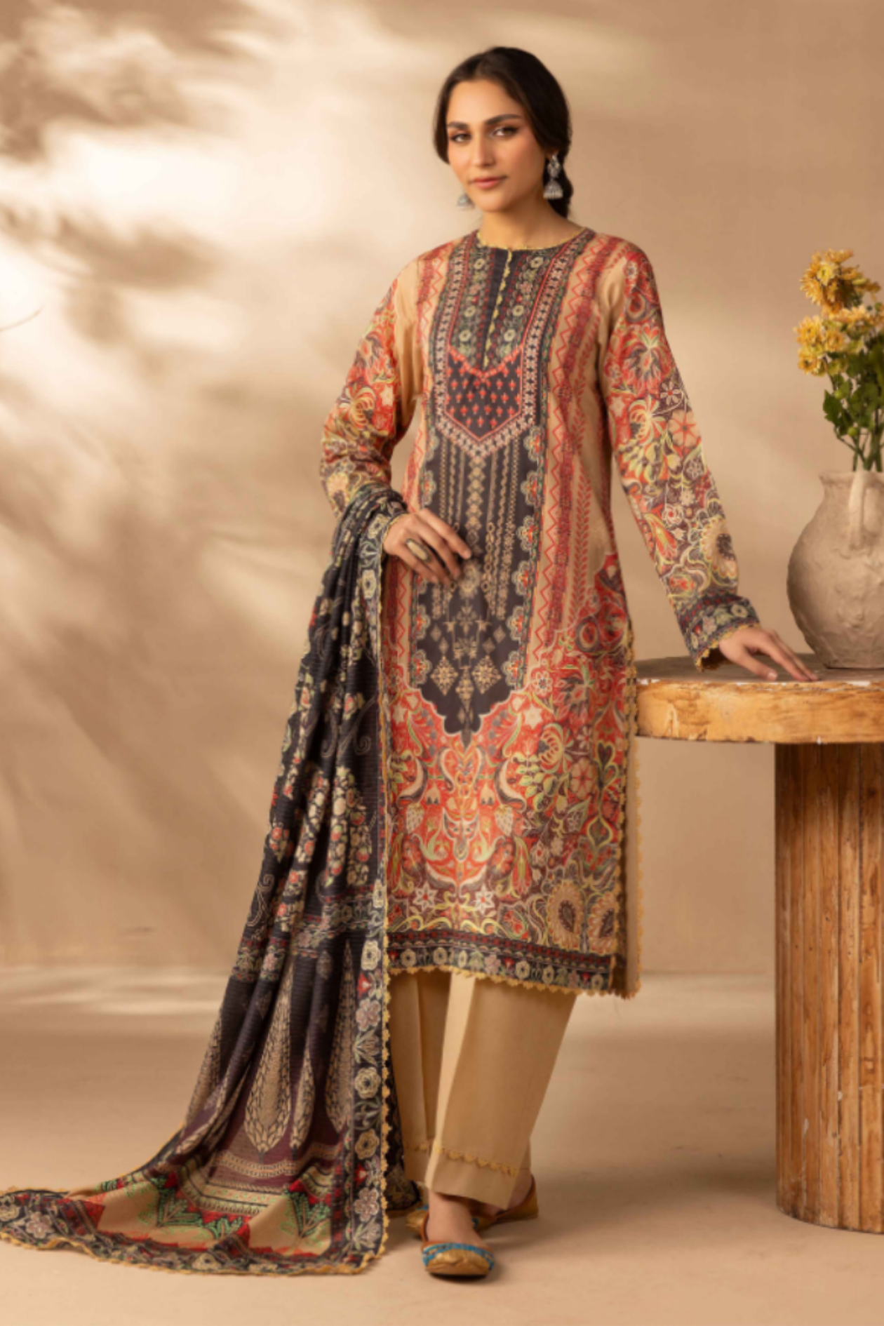 BeigeRaiha Premium Printed Lawn 3PC