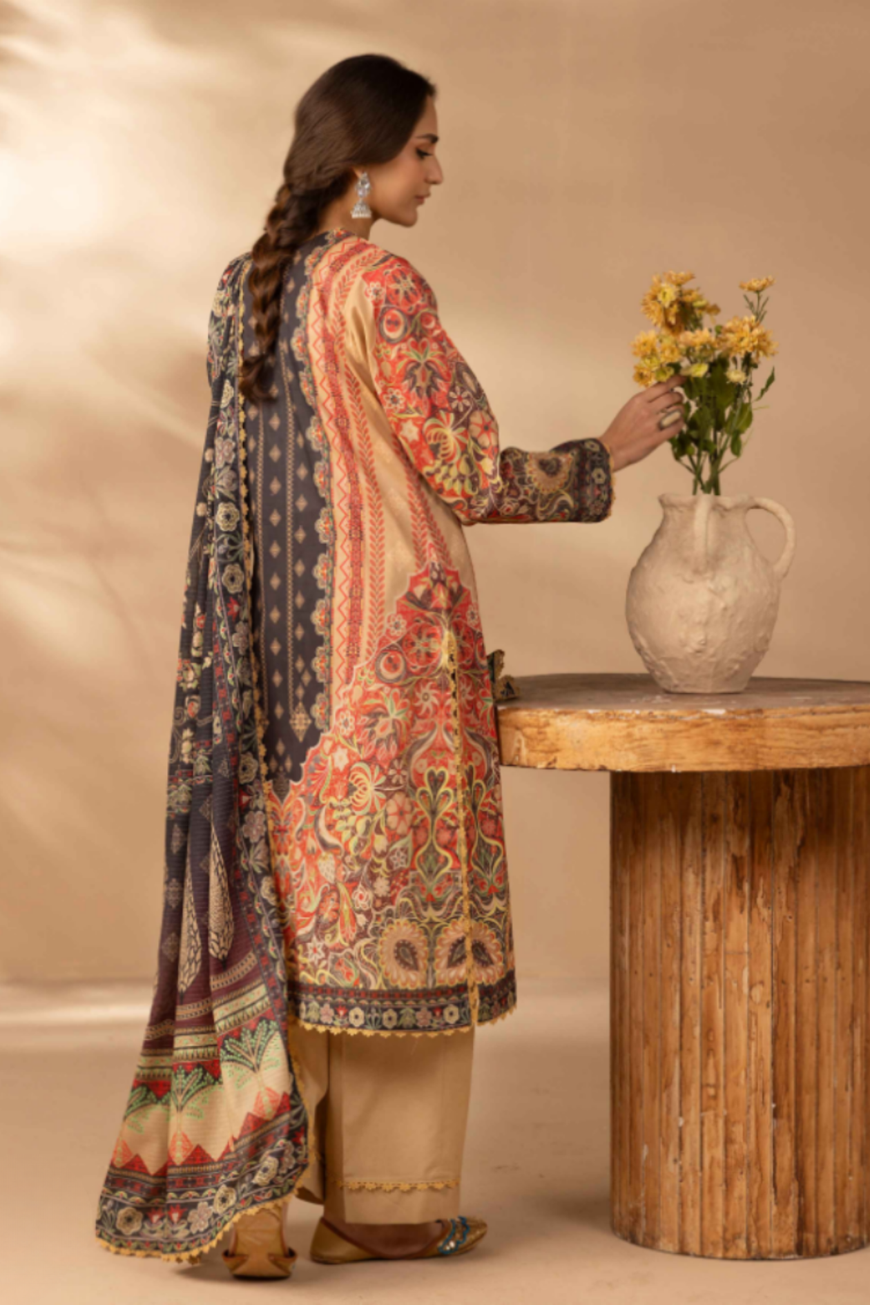 BeigeRaiha Premium Printed Lawn 3PC