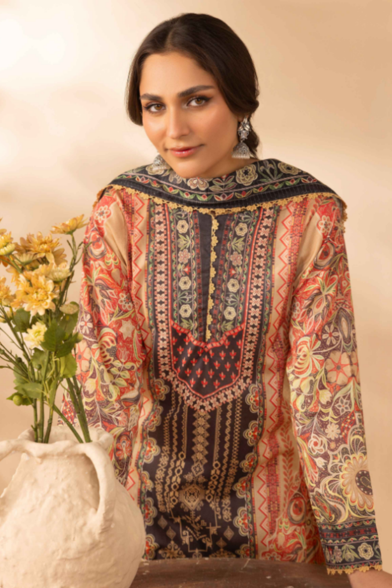 BeigeRaiha Premium Printed Lawn 3PC