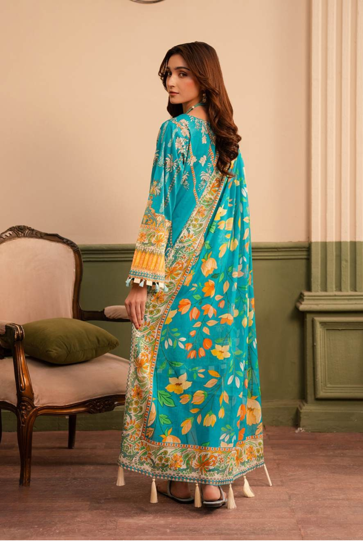 Teal Raiha Premium Printed Lawn 3PC