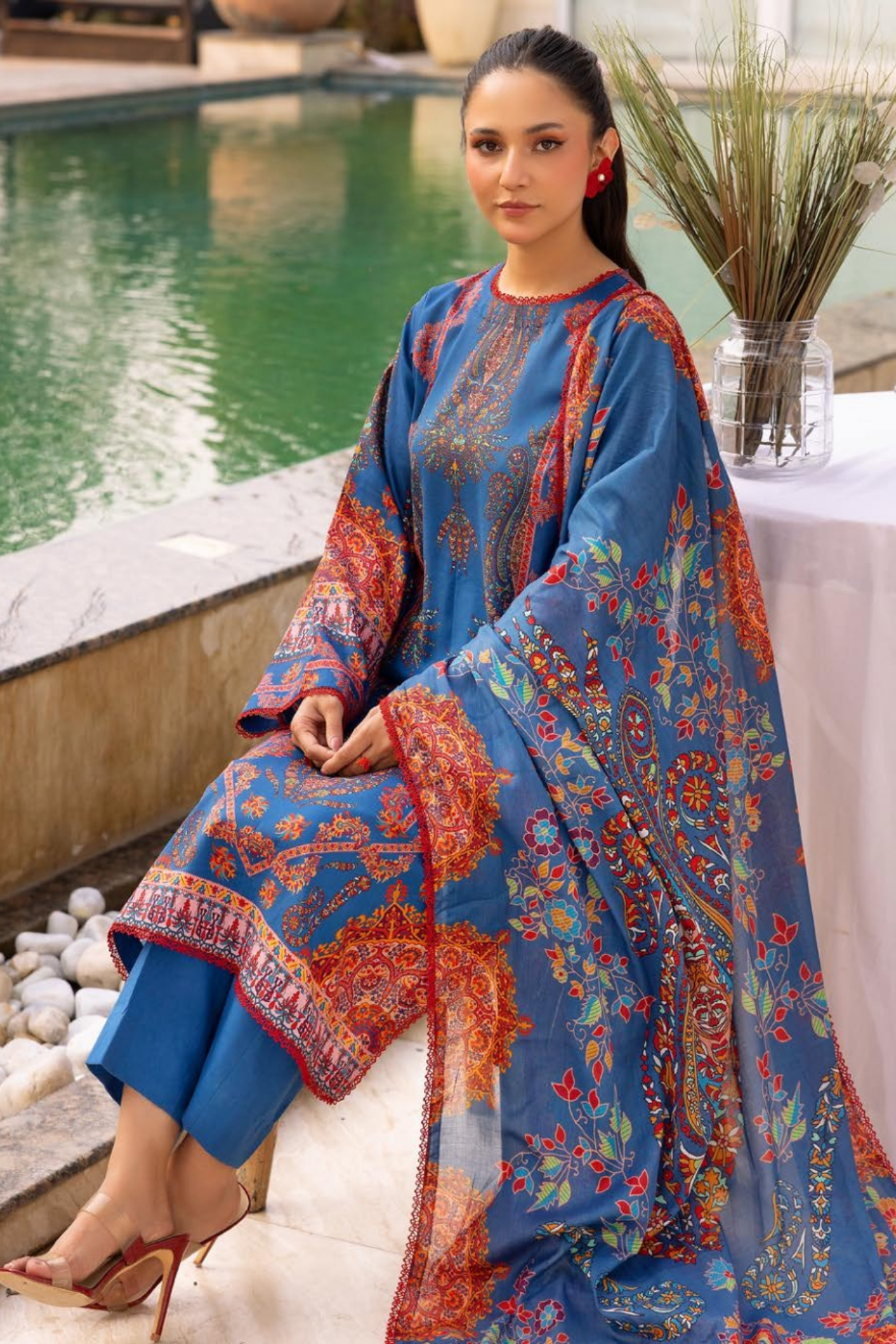 Azure Raiha Premium Printed Lawn 3PC