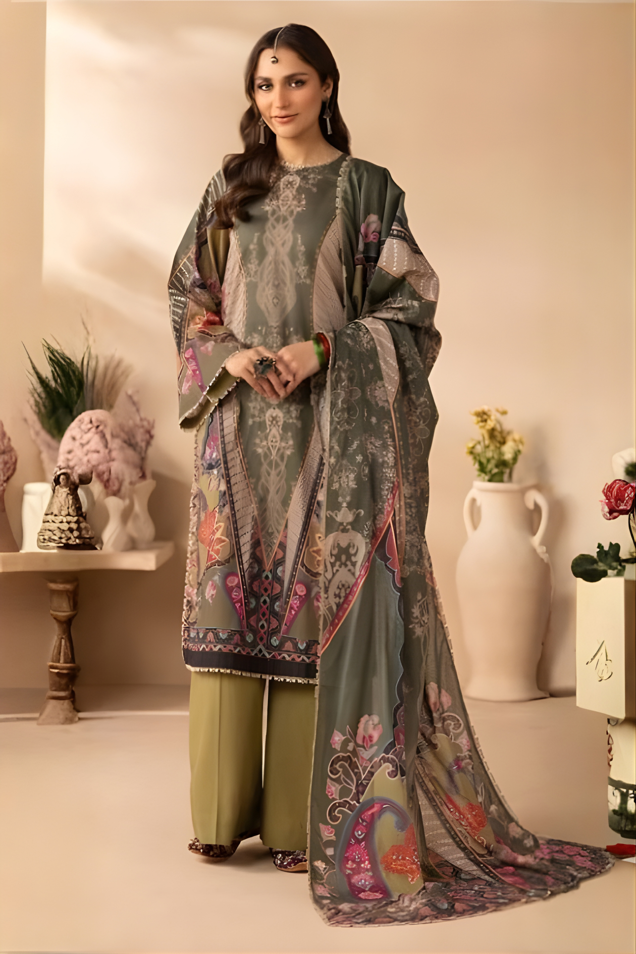 Olive Raiha Premium Printed Lawn 3PC