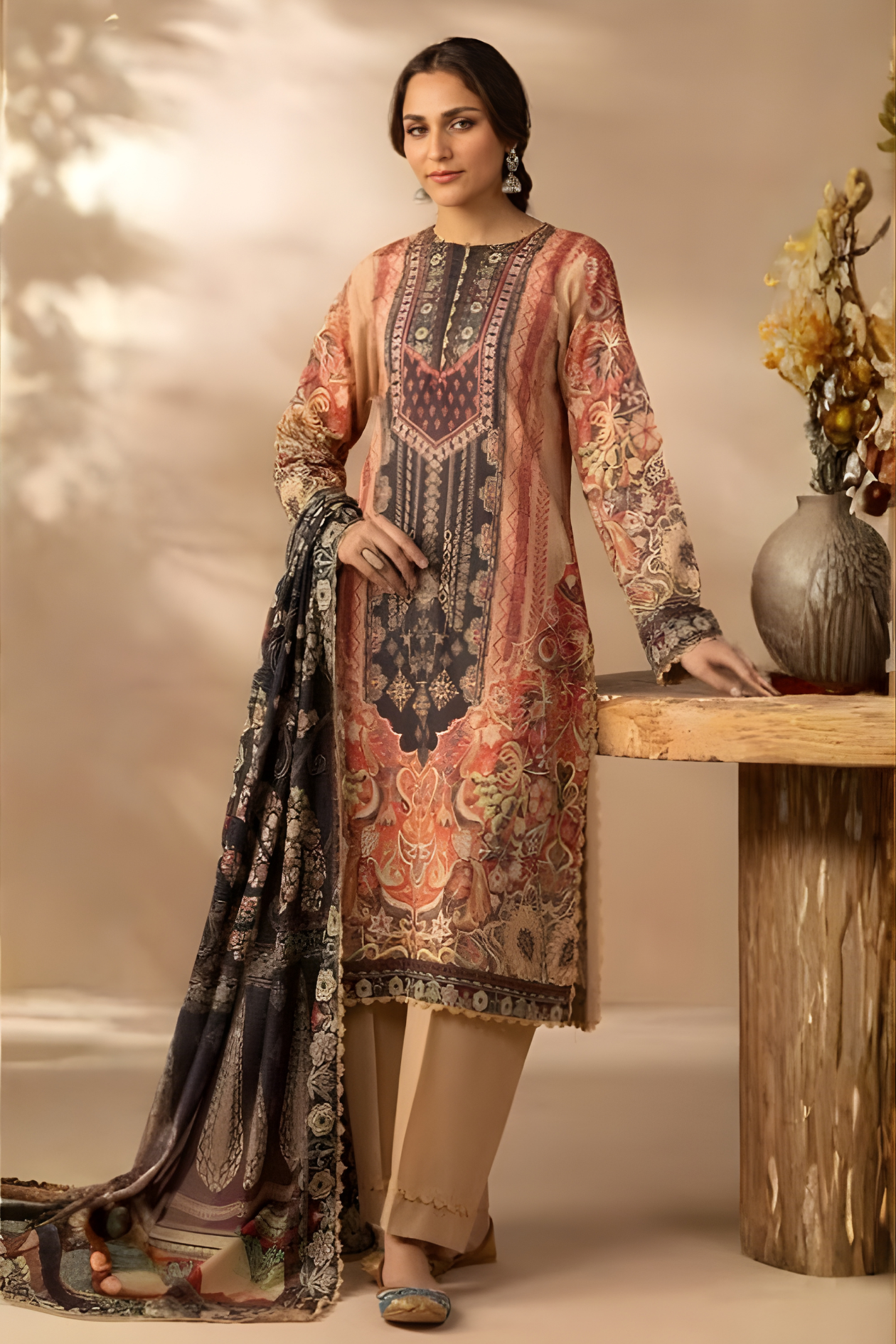 Earthy Raiha Premium Printed Lawn 3PC
